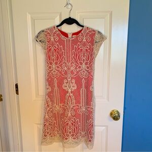 Joyfolie Red and Cream Lace Kids Formal Dress